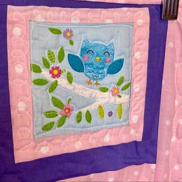 Handmade NWT pink, purple Forrest animal baby or lap quilt size 49” X 40” - Picture 11 of 16